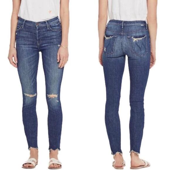 MOTHER Denim - MOTHER The Stunner Chew In Off Duty Dark Blue Wash